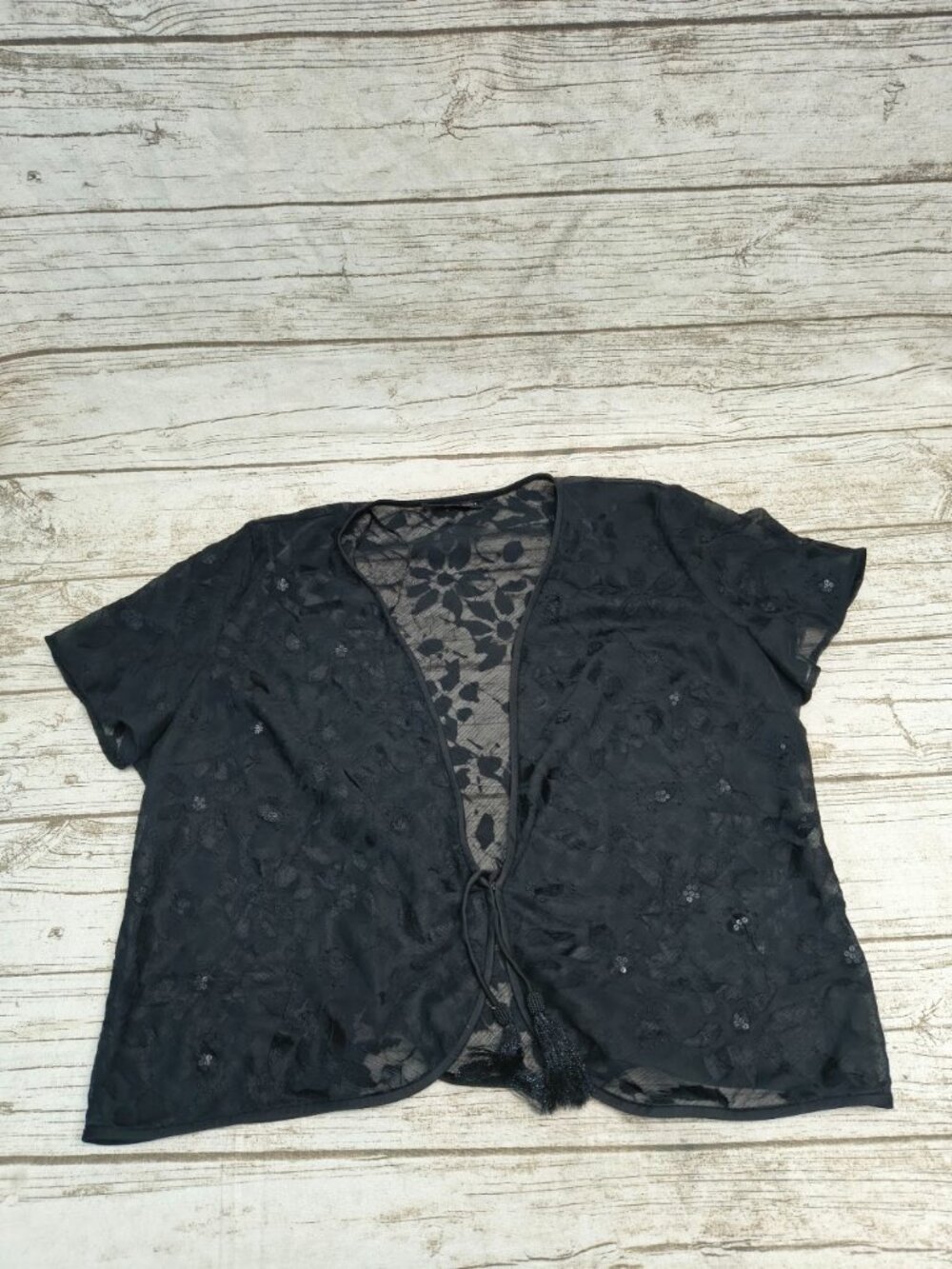 Jacques Vert Black Floral Lace Cardigan Top Size CAN 18